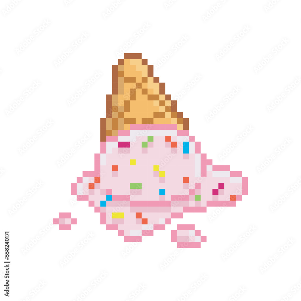 Melted ice cream, pixel art food