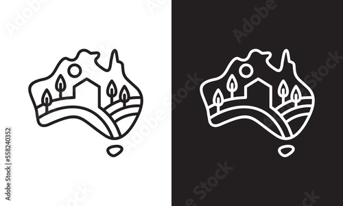 map australia frame logo design vector illustration