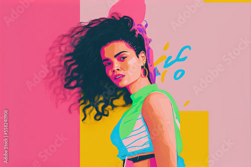 Gen Z Latinx pastel colors, vector style illustration made with Generative AI photo