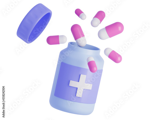 Pharmacy concept Health care add minimal style Medical drugs Safe treatment and protection from diseases  3d aid render illustration