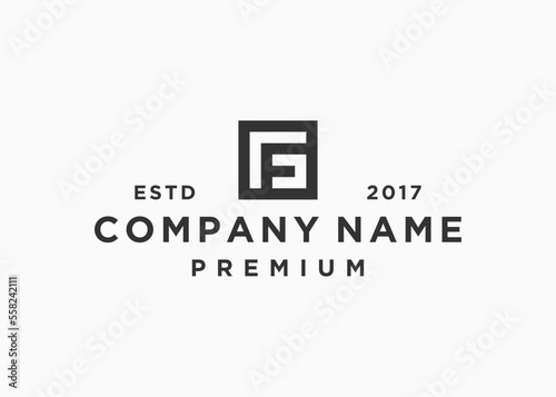 letter gf square logo design vector illustration template