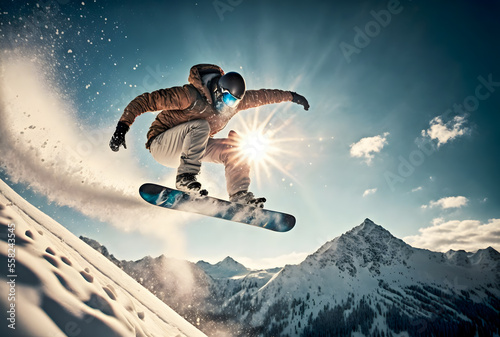 Illustration Winter Sport, Snowboard and Skii, Generative AI