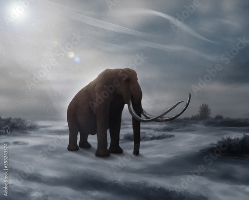  Woolly Mammoth Traveling Snowy, Winter Scenery Ice Age Digital Art By Winters860 Isolated, Transparent Background