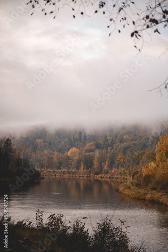fog over the river in Autumn
