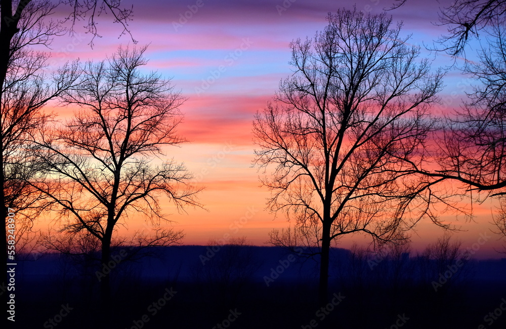 Sunset colors deep inside wilderness of Serbia.