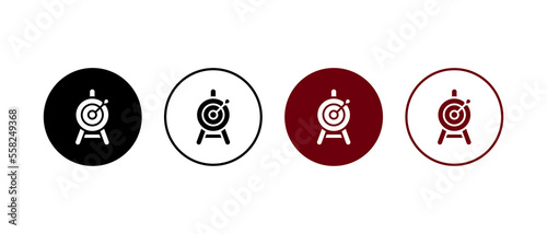 Target icons set. Goal symbol collection for web. Hitting the bullseye icon in flat style	