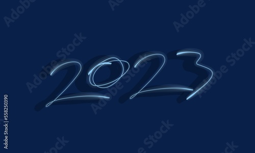 2023 neon text in abstract style 