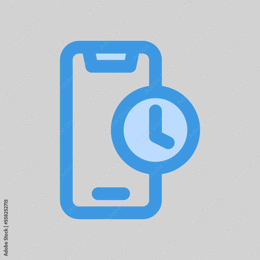 Time smartphone icon in blue style, use for website mobile app presentation Time smartphone icon in blue style, use for website mobile app presentation