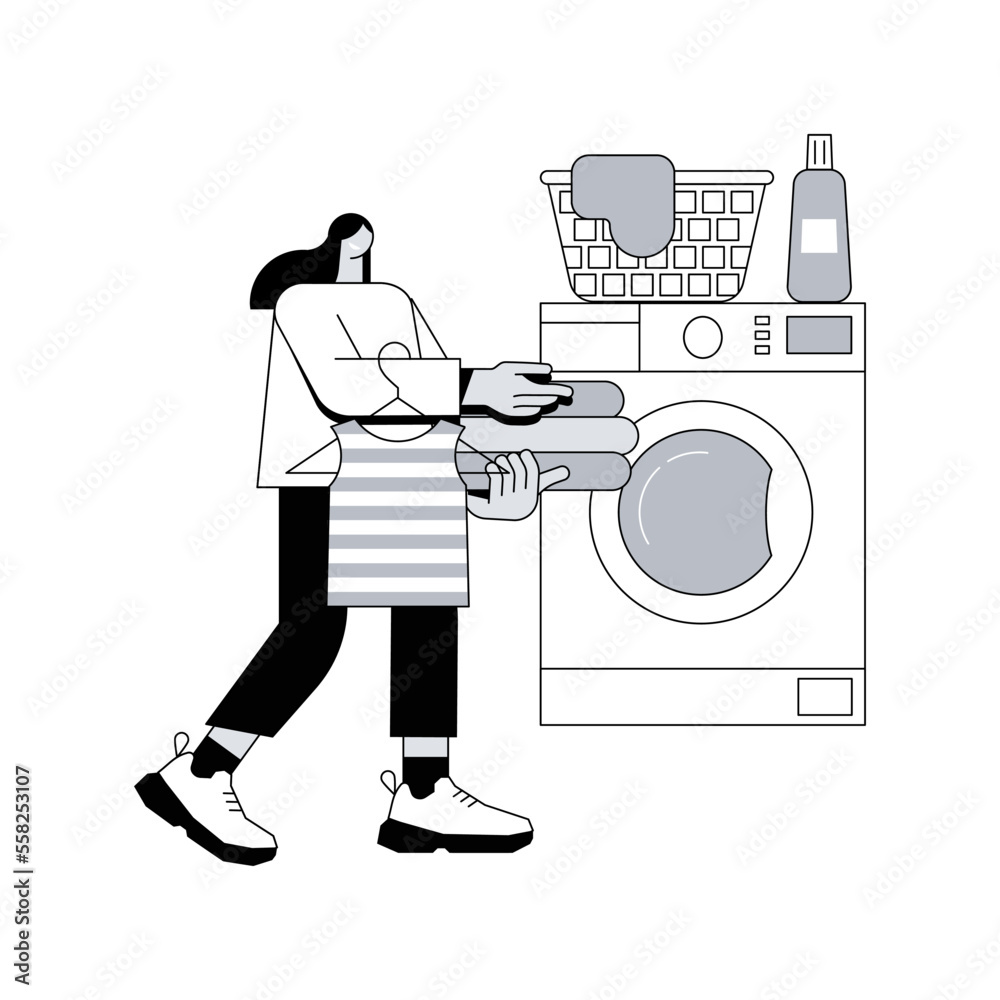 Laundry and dry cleaning abstract concept vector illustration. laundry facilities industry, cleaning and restoration services, pickup and delivery service, small niche business abstract metaphor. Laundry and dry cleaning abstract concept vector illustration. laundry facilities industry, cleaning and restoration services, pickup and delivery service, small niche business abstract metaphor.