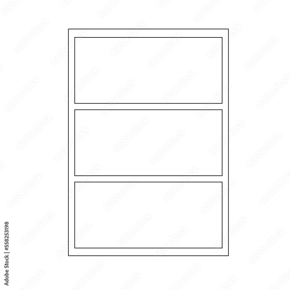 Simple black line empty bookshelf with three shelfs
