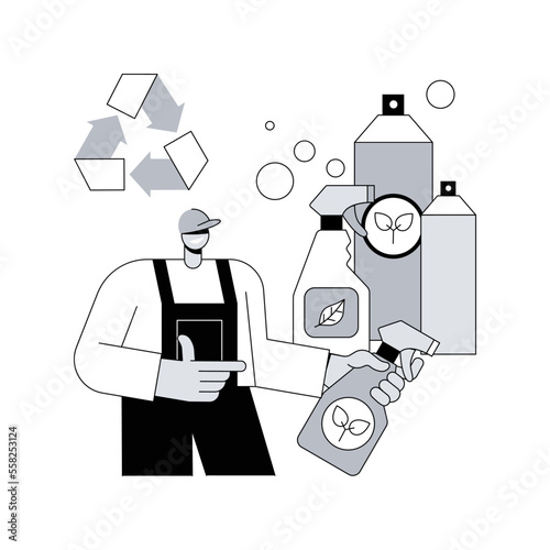 Green cleaning abstract concept vector illustration. Eco cleaning company, environmentally friendly service, natural detergent product, laundry equipment, washing chemical abstract metaphor.