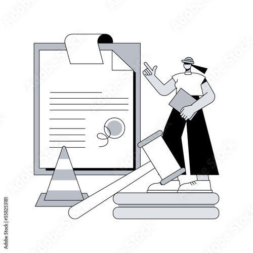 Building permit abstract concept vector illustration. Official approval, contractor service, property remodeling project, house blueprint, application form, real estate business abstract metaphor.