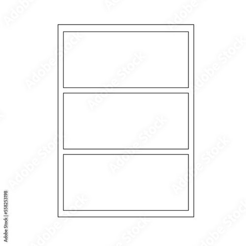 Simple black line empty bookshelf with three shelfs