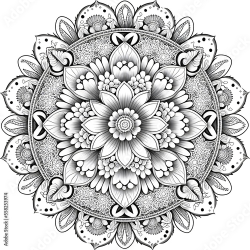 Mandala coloring book black and white created with AI