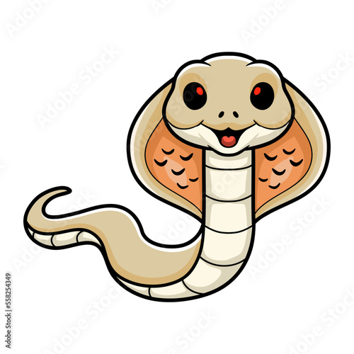 Cute albino monocled cobra cartoon