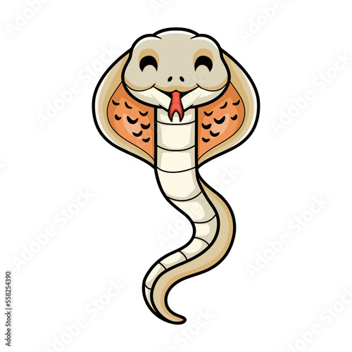 Cute albino monocled cobra cartoon