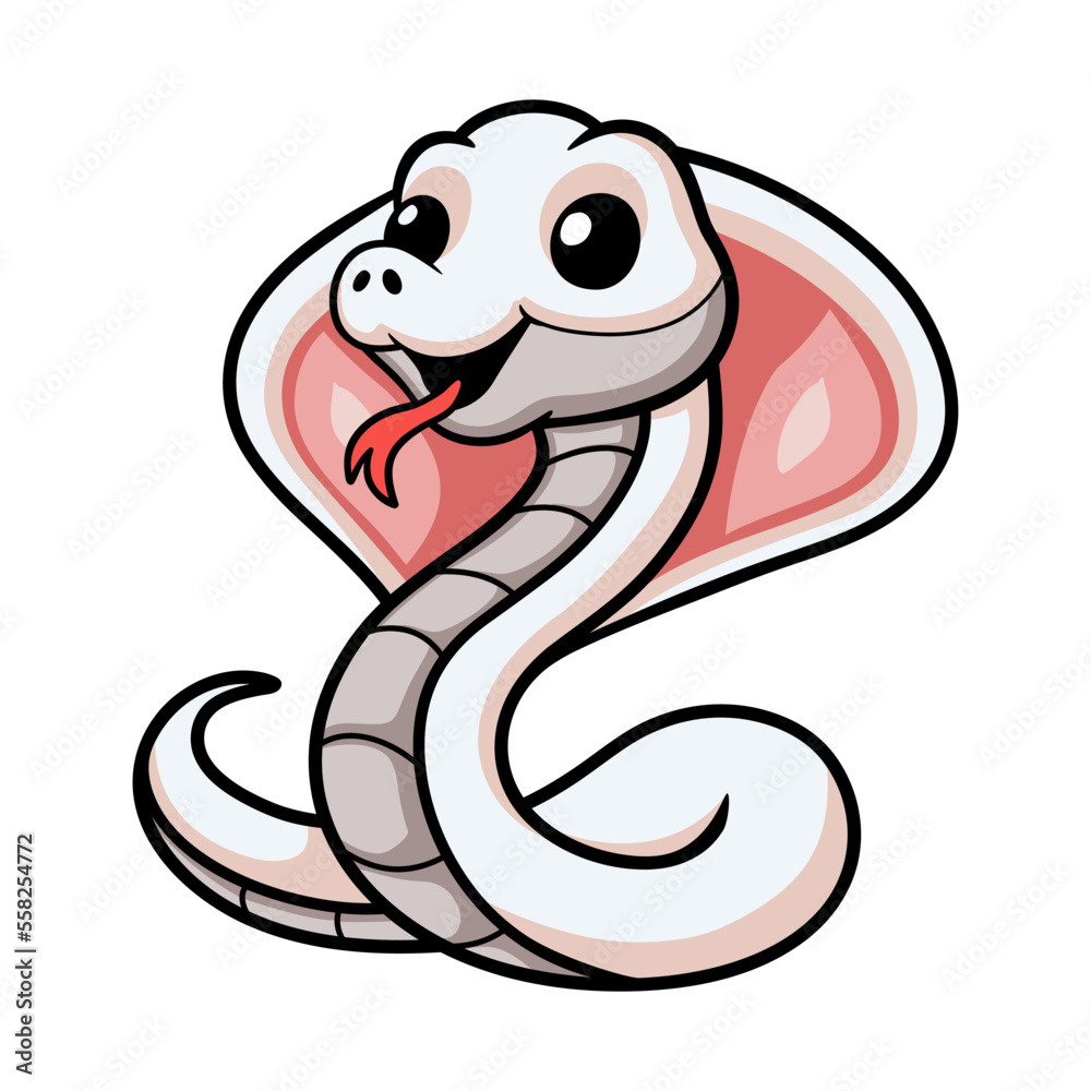 Fototapeta premium Cute leucistic cobra snake cartoon
