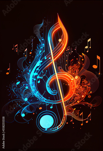 Treble Clef Vector Art with Dynamic Music Elements. Generative ai