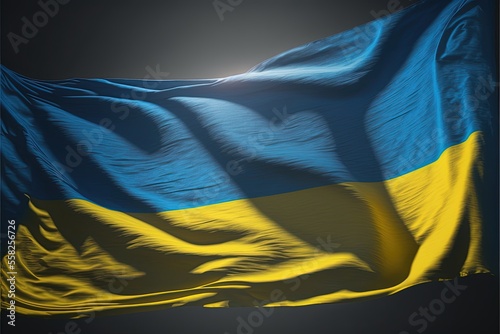 Ukraine Flag Rumpled Close Up, generative ai illustration.