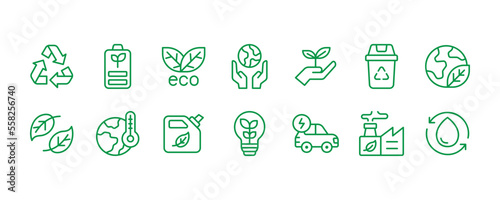 Ecology icon set. Vector graphic illustration.