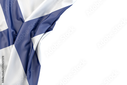 Φωτογραφία Flag of Finland in the corner on white background. Isolated