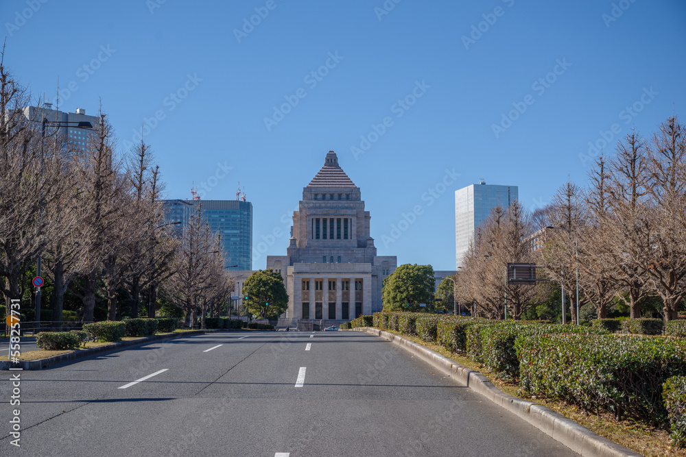 国会前交差点から見える永田町と霞ヶ関の風景