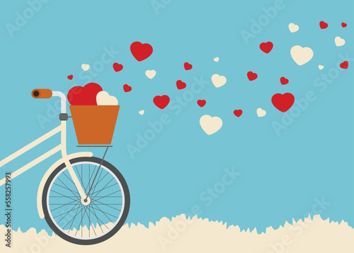 Happy valentine’s day concept background decorative with bicycle flat design