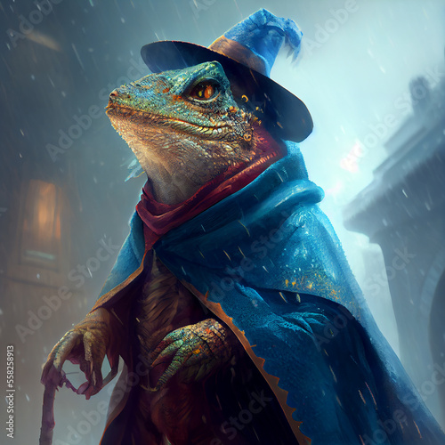 Wizard lizard with a wand