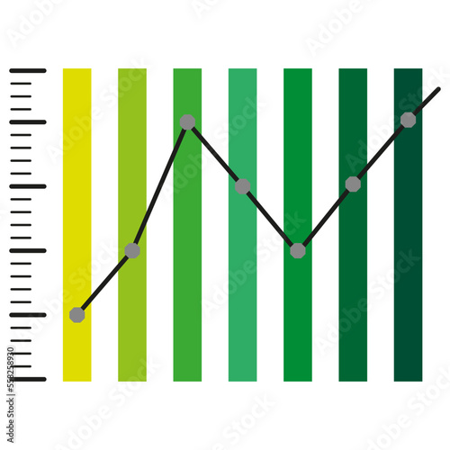 green bars graph. Economy design. Profit arrow. Business success. Vector illustration.