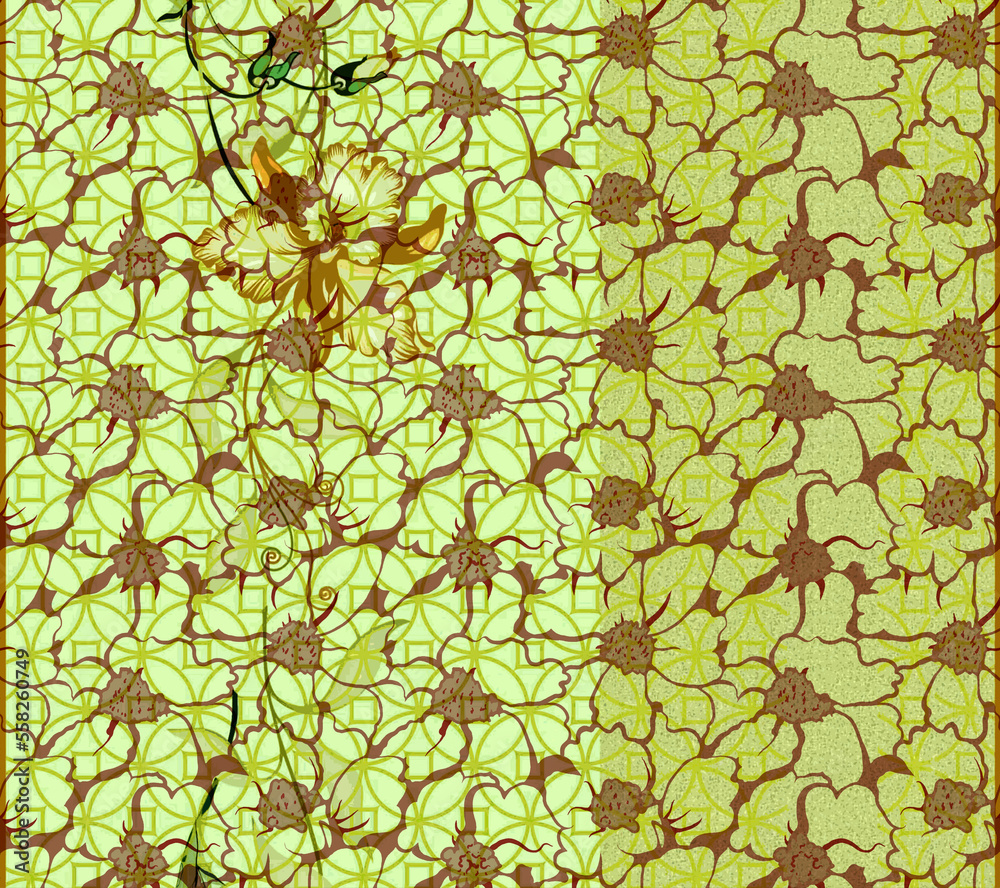 Naklejka premium Digital And Textile Design Pattern