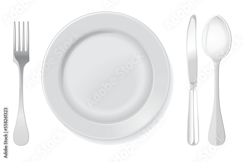 vector icon plate with spoon, knife and fork