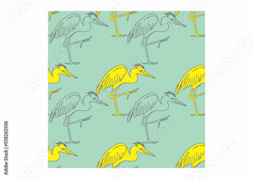 Textile print egret with rapport