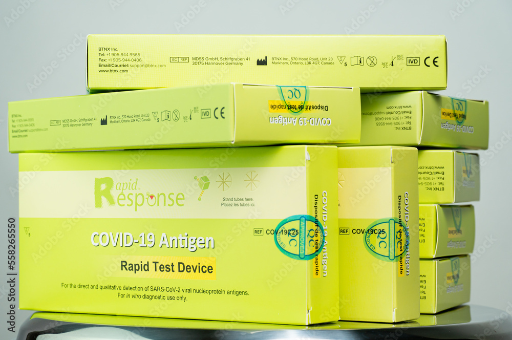 Toronto, Ontario, Canada December 26, 2022 Covid 19 Rapid test kit