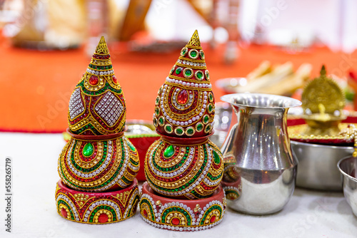 Indian Hindu wedding ritual items close up © Stella Kou