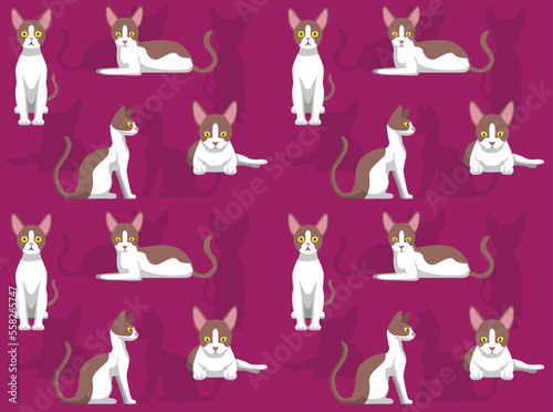 Cat Cornish Rex Cartoon Character Seamless Wallpaper Background