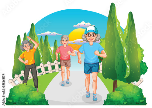 Senior couple jogging at park