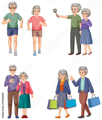 Collection of elderly people characters