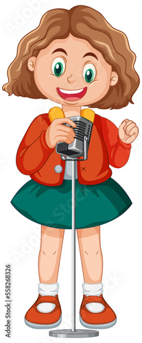 Singer girl cartoon character isolated