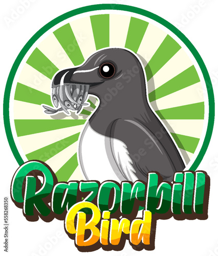 Razorbill bird logo with carton character