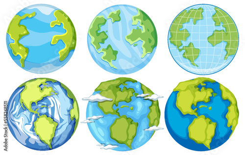 Set of earth globes isolated