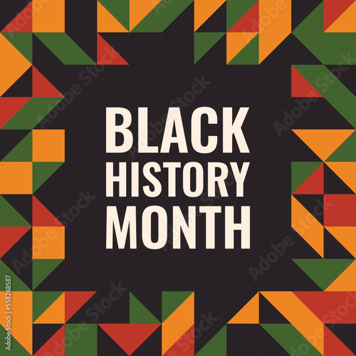 Black history month geometric banner. African American history celebration. Vector illustration.