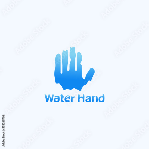 A blue hand logo that resembles water. © Sofsu Contributor