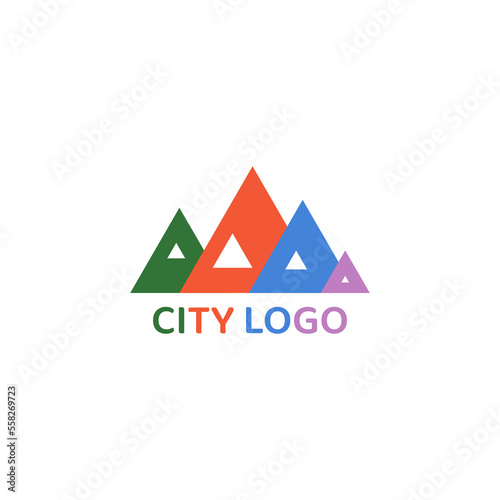 A unique triangular city building logo.