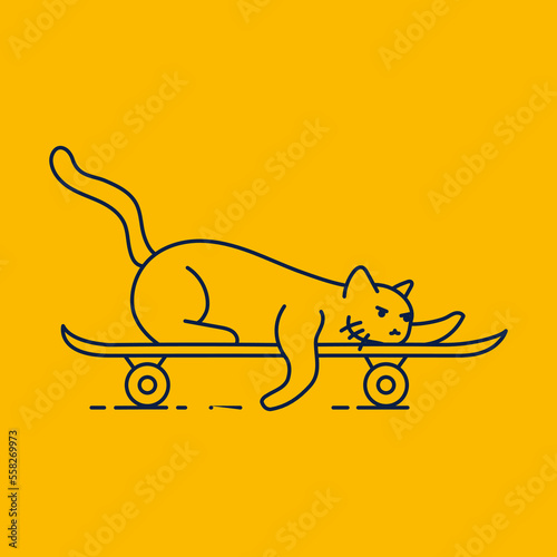 Cute Cat Playing Skateboard