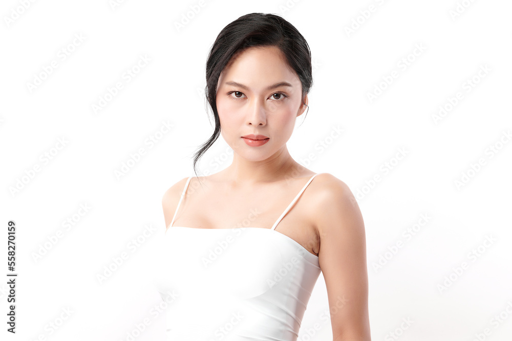 Beautiful young asian woman with clean fresh skin on white background, Face care, Facial treatment, Cosmetology, beauty and spa, Asian women portrait. Beautiful young asian woman with clean fresh skin on white background, Face care, Facial treatment, Cosmetology, beauty and spa, Asian women portrait.