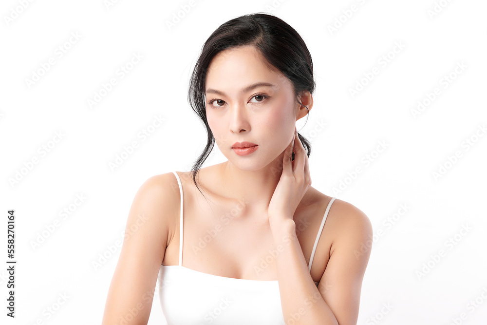 Beautiful young asian woman with clean fresh skin on white background, Face care, Facial treatment, Cosmetology, beauty and spa, Asian women portrait. Beautiful young asian woman with clean fresh skin on white background, Face care, Facial treatment, Cosmetology, beauty and spa, Asian women portrait.