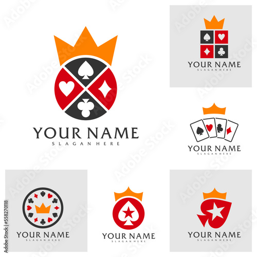 Set of King Poker logo vector template, Creative Poker logo design concepts