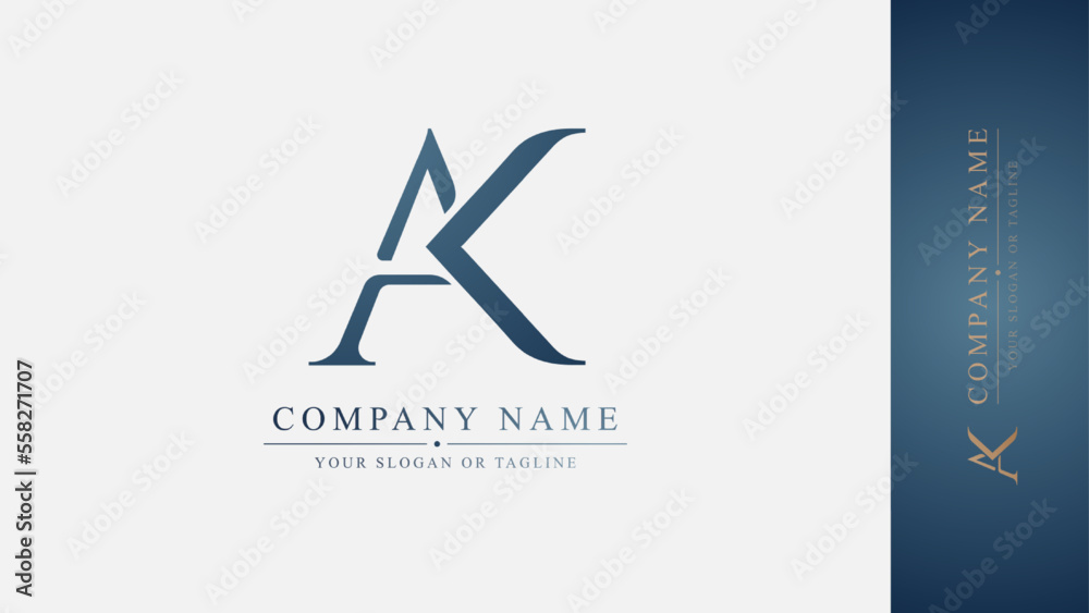 Desaign Logo initial AK premium style