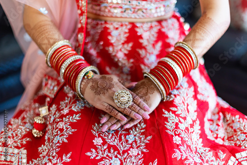 Indian Hindu bride's hands with henna mehendi mehndi close up © Stella Kou