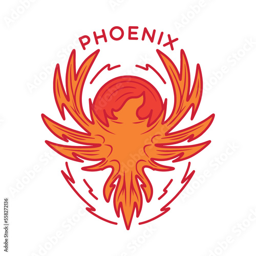 Phoenix Bird Logo Design Vintage Emblem Vector illustration Badge Symbol Icon